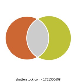Venn diagram maths vector, Negative space, color modern icon - isolated on white background