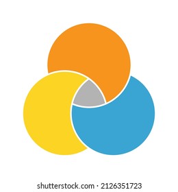 Venn diagram maths vector, Negative space, color modern icon - isolated on white background .