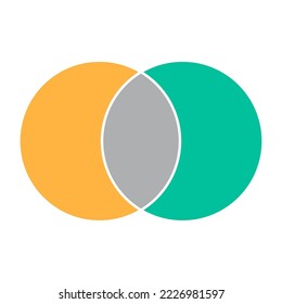 Venn diagram maths vector, Negative space, color modern icon - isolated on white background