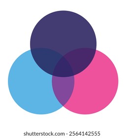 Venn diagram maths vector, Negative space, color modern icon - isolated on white background
