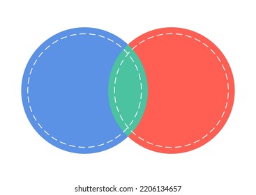 Venn Diagram Merge Circles Chart Infographic Sign. Two Cross Circles For Data Statistics Presentation. Vector Illustration.