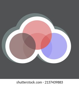 Venn Diagram Sticker in trendy isolated on black background