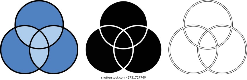 Venn Diagram Symbol Pack, Overlapping Circles for Info graphics.