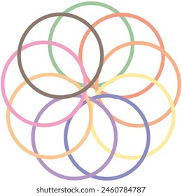 Venn diagram template four circle colorful style for presentation, start up project, business strategy, theory basic operation, infographic chart, logic analysis. Vector 10 eps