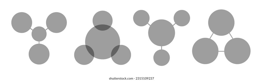 Venn diagram template infographic set flat style