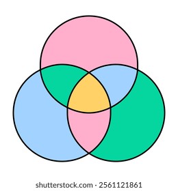 venn diagram template set color style for presentation. circle intersection for infograpic. vector graphic design for business. vector illustration.