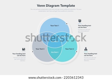 Venn diagram template with three ways and place for your content. Flat infographic design. ストックフォト © 