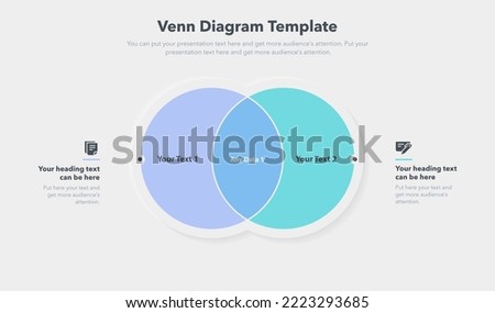 Venn diagram template with two ways and place for your content. Slide for business presentation. ストックフォト © 