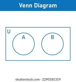 Venn diagram of two disjoint circles. Vector illustration isolated on white background.