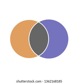 Venn maths vector diagram, color modern icon - white background .