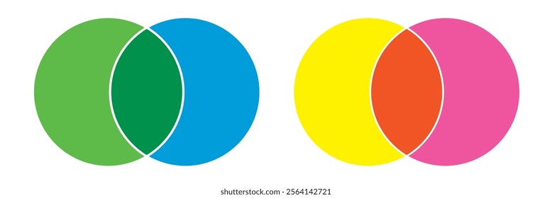 Venn maths vector diagram, color modern icon - white background .