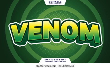 Venom editable text effect with green and yellow comic style on spiral background
