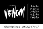 venom font alphabet design, suitable for technology, poster, headline, logotype and creative design. Vector Illustration. Brust style with rough and grunge