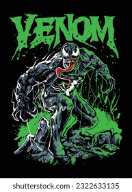 diseño de camisetas de monstruo venom masculino