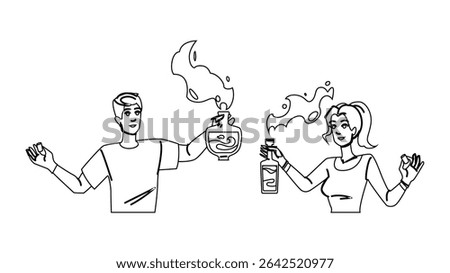 venom poisonous bottle vector. contamination risk, fatal harmful, deadly noxious venom poisonous bottle character. people black line pencil drawing illustration