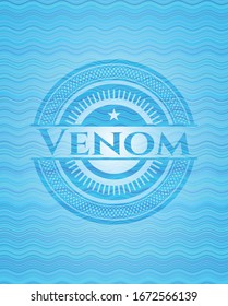 Venom sky blue water badge background. Vector Illustration. Detailed.