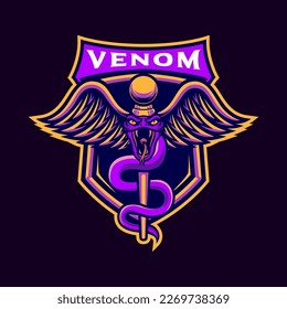 Venom and snake Mascot Esport Logo for streamer
