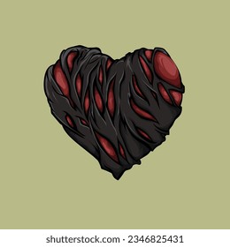 A venomous heart symbolizing love with a hint of danger. A captivating artwork illustration of a red venomous heart. 