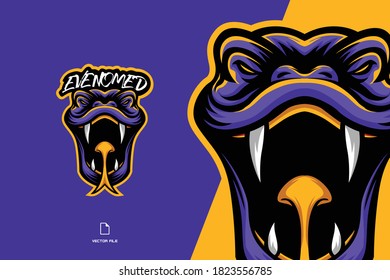 venomous snake head mascot character cartoon logo illustration 