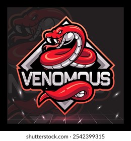 Venomous cobra mascote esport logotipo design