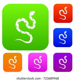 Venomous snake set icon color in flat style isolated on white. Collection sings vector illustration