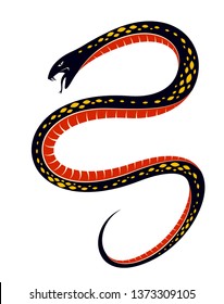 Venomous snake vintage tattoo, vector drawing of aggressive predator reptile, deadly poisoned serpent symbol, vintage style illustration.