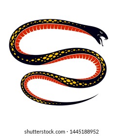 Venomous snake vintage tattoo, vector drawing of aggressive predator reptile, deadly poisoned serpent symbol, vintage style illustration.