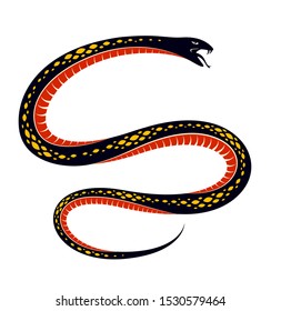 Venomous snake vintage tattoo, vector drawing of aggressive predator reptile, deadly poisoned serpent symbol, vintage style illustration.