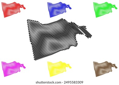 Venray municipality (Kingdom of the Netherlands, Holland, Limburg province) map vector illustration, scribble sketch Venroj map