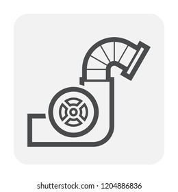 Vent duct and motor icon design, Duct is passages used in heating ventilation and air conditioning HVAC to deliver and remove air, Made out of the galvanized steel or aluminium, Vector icon design.