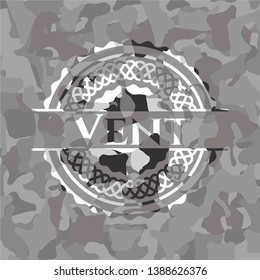 Vent grey camouflaged emblem. Vector Illustration.