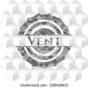 Vent realistic grey emblem with cube white background