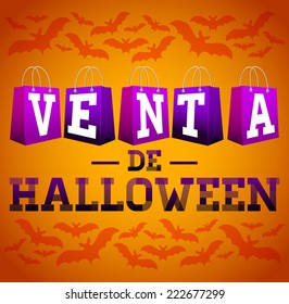 Venta de Halloween - Halloween sale spanish text vector design template