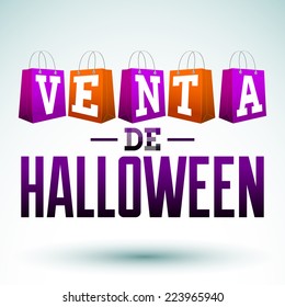 Venta de Halloween - Halloween sale spanish text vector lettering