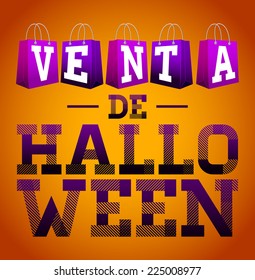 Venta de Halloween - Halloween sale spanish text vector lettering 