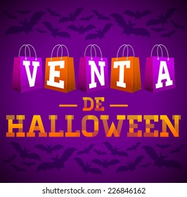 Venta de Halloween - Halloween sale spanish text vector lettering 