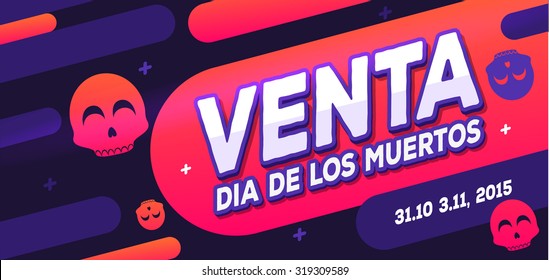 Venta Especial Mexican banner. Day of the dead vector banner. Sale spanish text