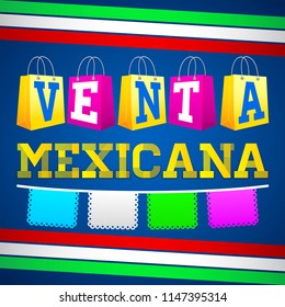 Venta Especial Mexicana, Mexican Sale spanish text, Vector Promotional Poster for Mexican sales with Discounts