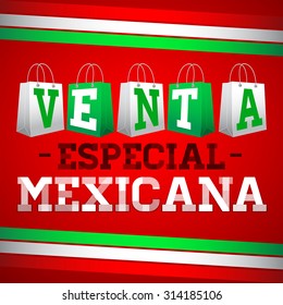 Venta Especial Mexicana - Mexican Special Sale spanish text, Vector Promotional poster for Mexican sales with discounts