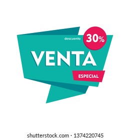 Venta especial. Translation spanish: Limited sale offer badge. Sale sticker promo template.