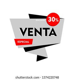 Venta especial. Translation spanish: Limited sale offer badge. Sale sticker promo template.