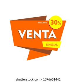 Venta especial. Translation spanish: Limited sale offer badge. Sale sticker promo template.