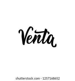 Venta lettering. text in Spanish: Sale. Lettering. Hand drawn vector illustration. element for flyers, banner, t-shirt and posters Modern calligraphy