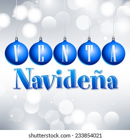 Venta Navidena - Christmas sale spanish text - vector christmas balls fantasy decoration 