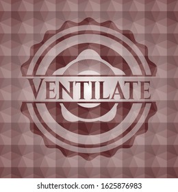 Ventilate red badge with geometric pattern. Seamless.