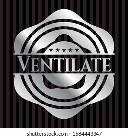Ventilate silvery badge or emblem. Vector Illustration. Mosaic.