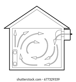 Ventilated home icon. Outline illustration of ventilated home vector icon for web design