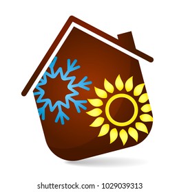 Ventilation and air conditioning, snowflake and sun symbol for business