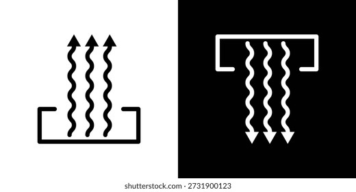 Icono de flujo de aire de ventilación con soportes Flechas de escape Abstractas para ventilación, HVAC, Símbolo de circulación de aire