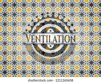 Ventilation arabic style emblem. Arabesque decoration.
